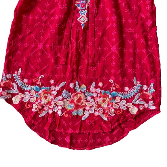 Johnny Was Gina Embroidered Blouse Red - Picture 7 of 11